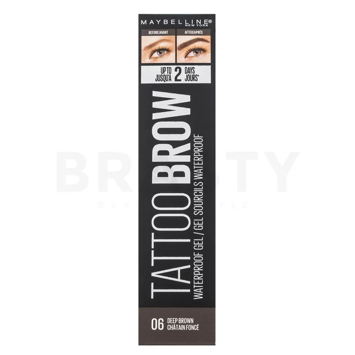 Maybelline Tattoo Brow Waterproof Gel voděodolný gel na obočí 06 Deep Brown 5 ml