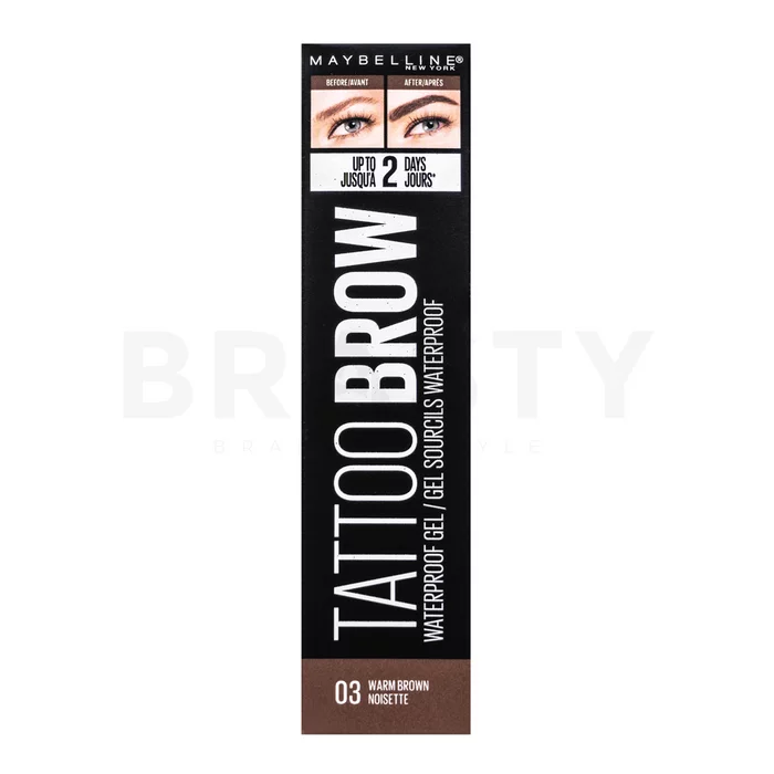 Maybelline Tattoo Brow Waterproof Gel voděodolný gel na obočí 03 Warm Brown 5 ml