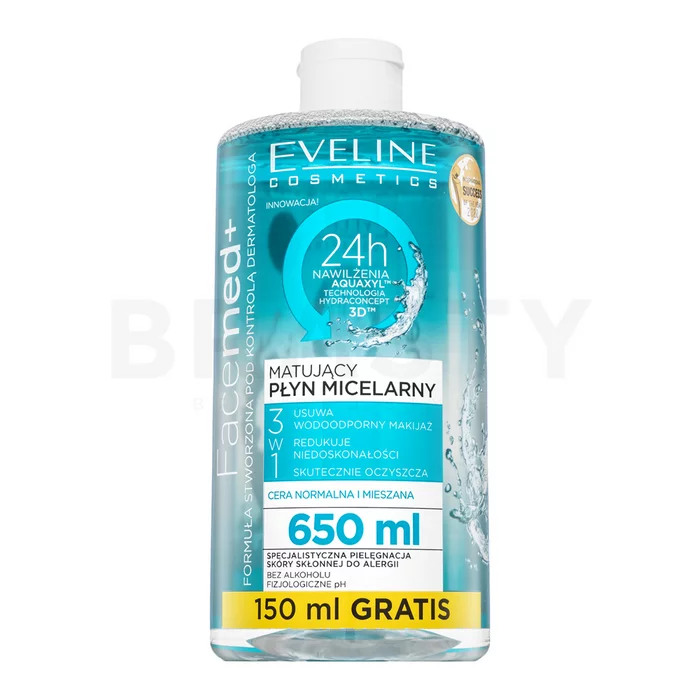 Eveline FaceMed+ Mattifying Micellar Water odličovací micelární voda pro normální/smíšenou pleť 650 ml