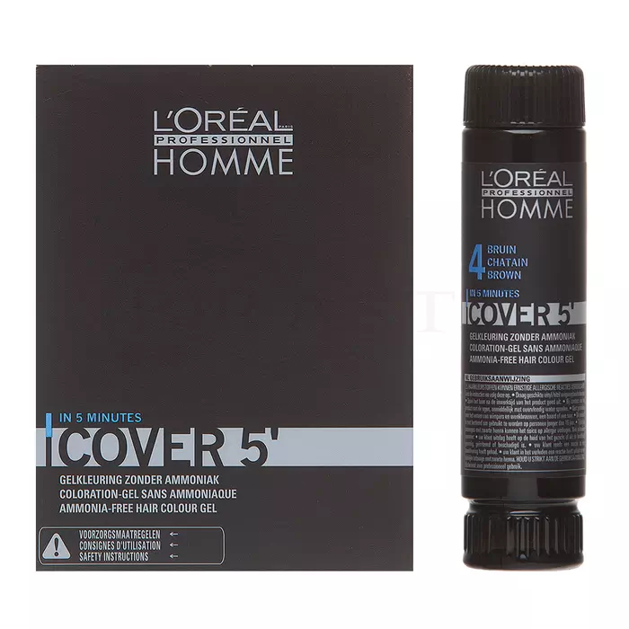 L´Oréal Professionnel Homme Cover 5 farba na vlasy No. 4 Medium Brown 3 x 50 ml