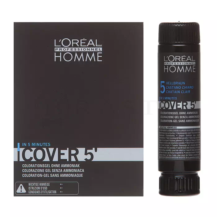 L´Oréal Professionnel Homme Cover 5 barva na vlasy No. 5 Light Brown 3 x 50 ml