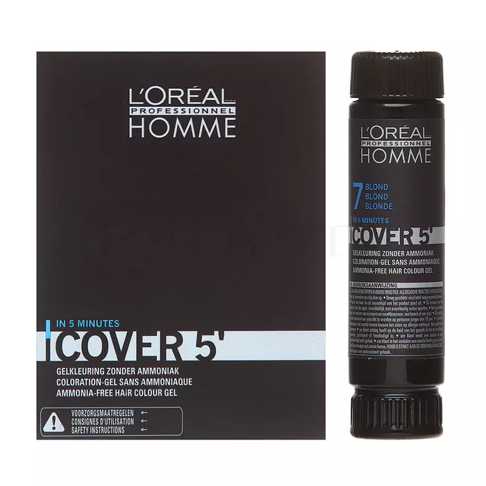 L´Oréal Professionnel Homme Cover 5 barva na vlasy No. 7 Medium Blond 3 x 50 ml