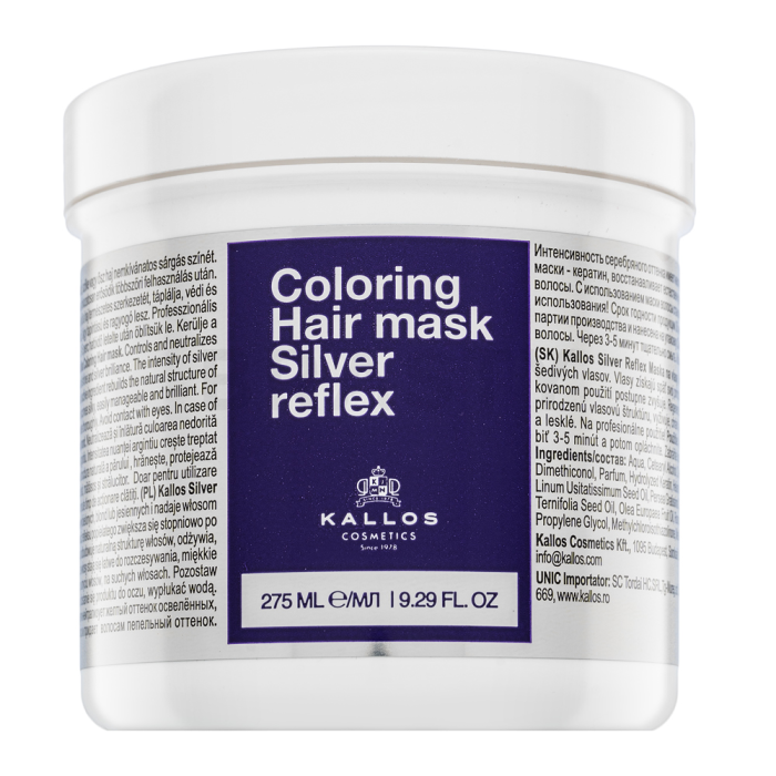 Kallos Silver Reflex Hair Mask neutralizujúca maska pre platinovo blond a šedivé vlasy 275 ml