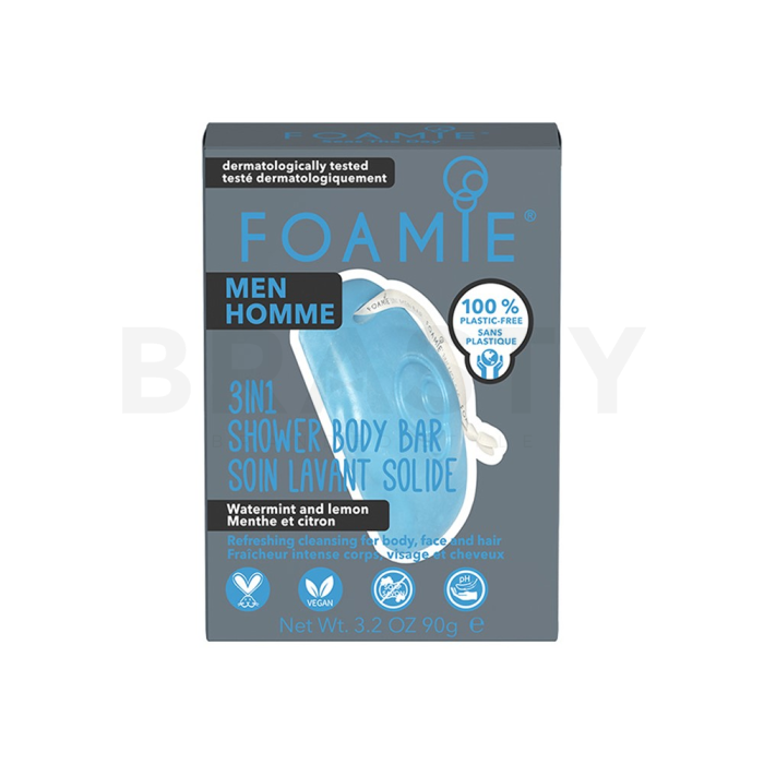 Foamie Men Gel de duș solid 3in1 Shower Body Bar Watermint and Lemon 90 g