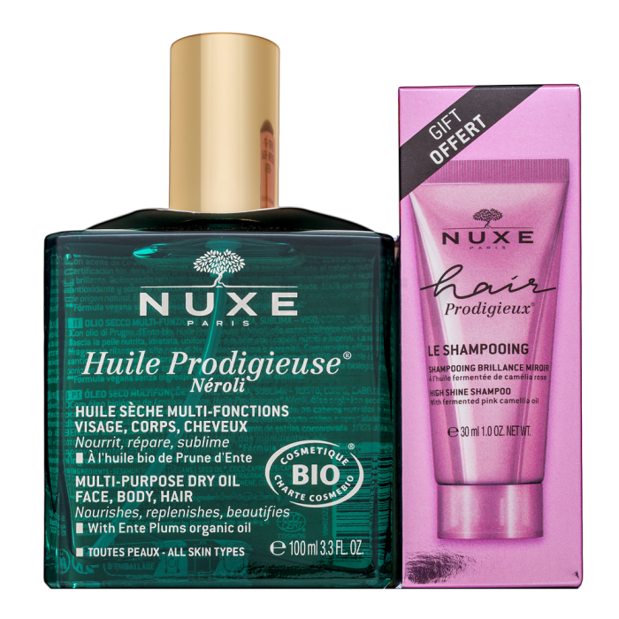 Nuxe Prodigieux Néroli kit Multi-Purpose Dry Oil + High Shine Shampoo 100 ml + 30 ml