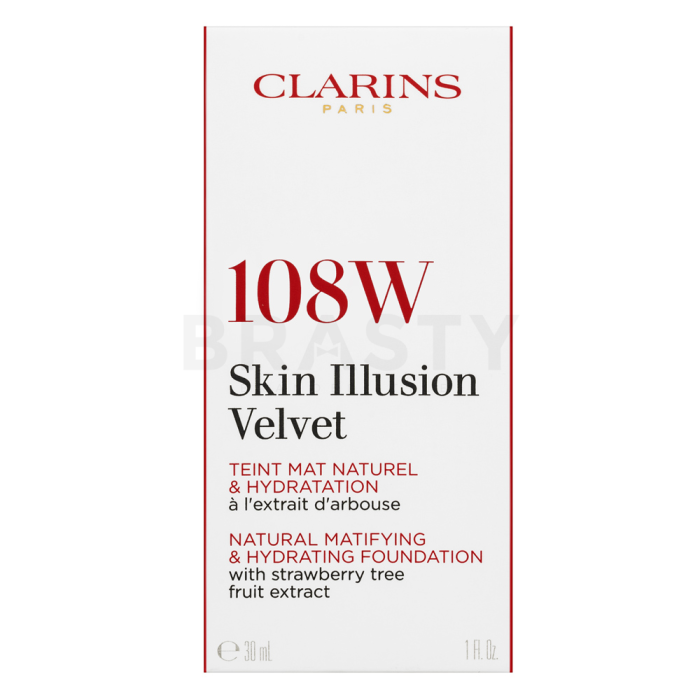 Clarins Skin Illusion Velvet Natural Matifying & Hydrating Foundation vloeibare make-up met matterend effect 108W Sand 30 ml