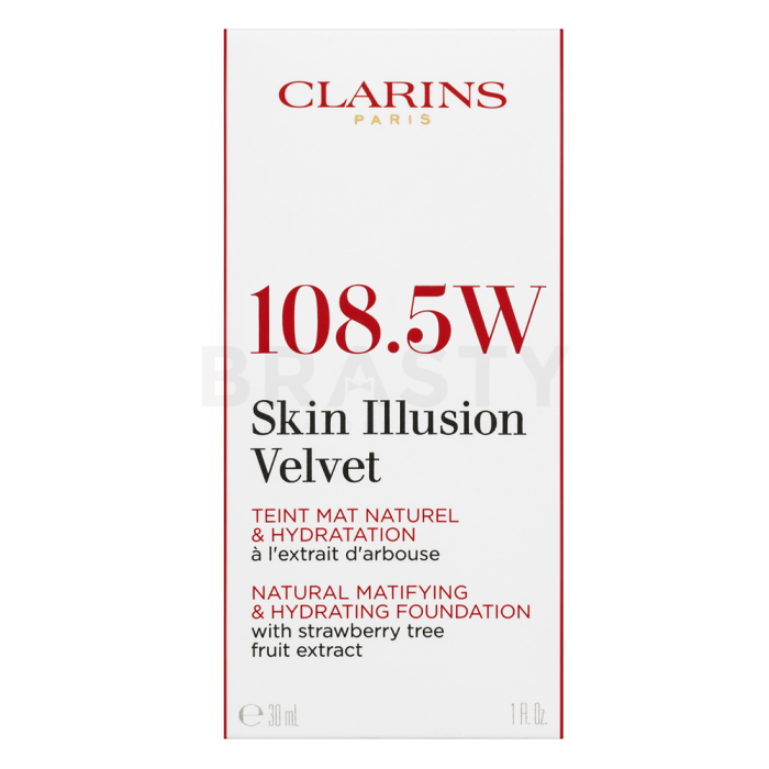 Clarins Skin Illusion Velvet Natural Matifying & Hydrating Foundation vloeibare make-up met matterend effect 108.5W Cashew 30 ml