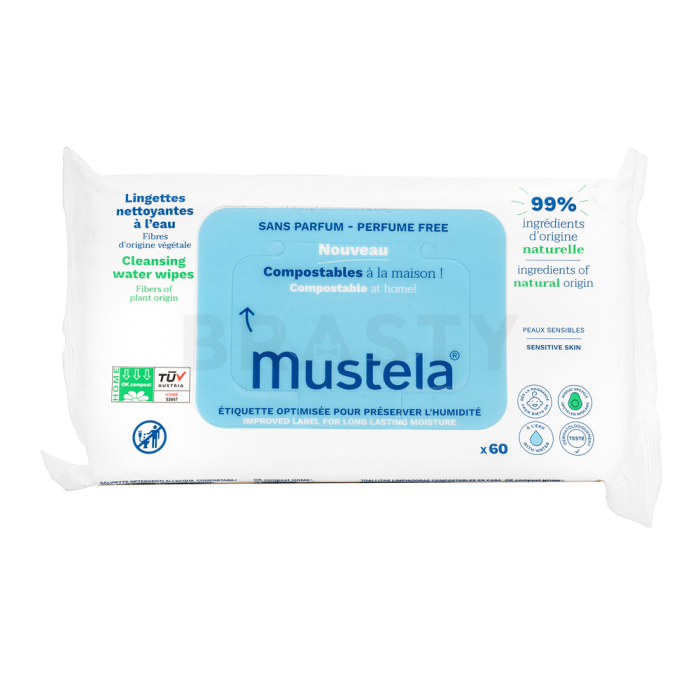Mustela Compostable at Home čisticí ubrousky pro děti Cleansing Water Wipes 60 pcs