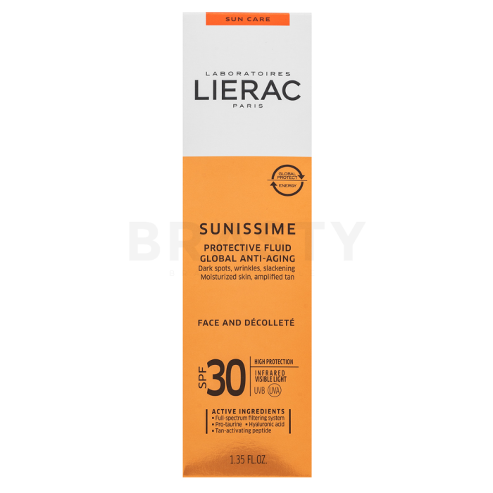 Lierac Sunissime vochtinbrengende en beschermende vloeistof Protective Fluid Global Anti-Aging SPF30 40 ml