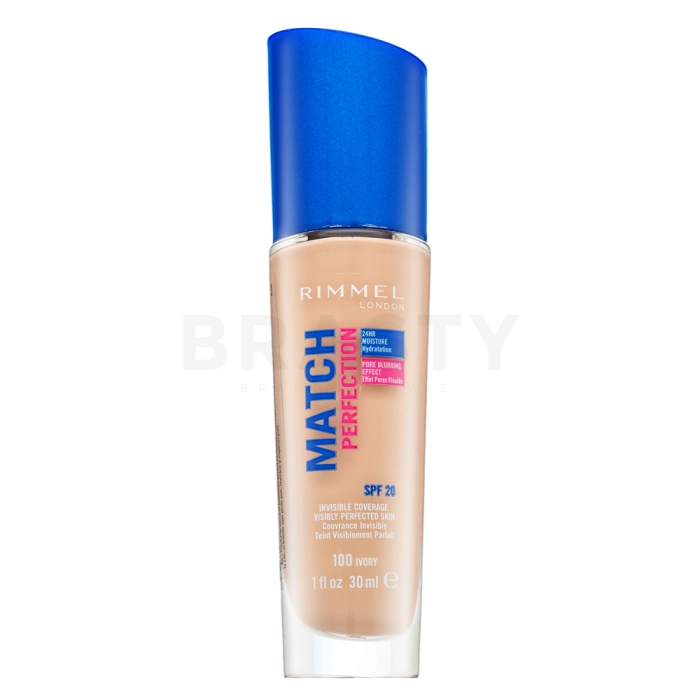 Rimmel London Match Perfection 24HR SPF20 Foundation tekutý make-up pro sjednocenou a rozjasněnou pleť 100 Ivory 30 ml