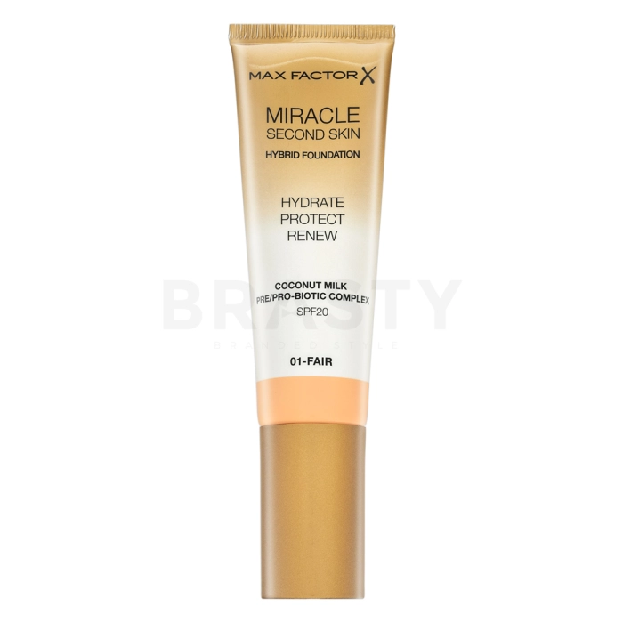 Max Factor Miracle Second Skin Hybrid Foundation SPF20 dugotrajna šminka s hidratantnim učinkom 01 Fair 30 ml