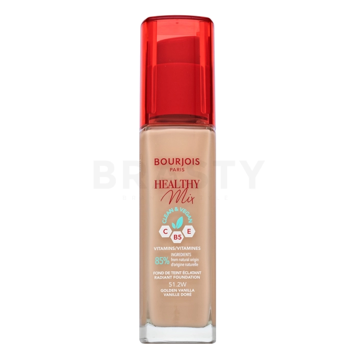 Bourjois Healthy Mix Clean & Vegan Radiant Foundation vloeibare make-up om de huidskleur te egaliseren 51.2W Golden Vanilla 30 ml