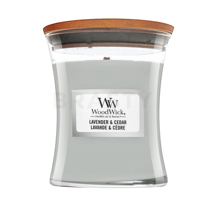 Woodwick Lavender & Cedar scented candle 85 g