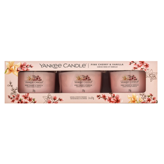 Yankee Candle Pink Cherry Vanilla votivní svíčka 3 x 37 g