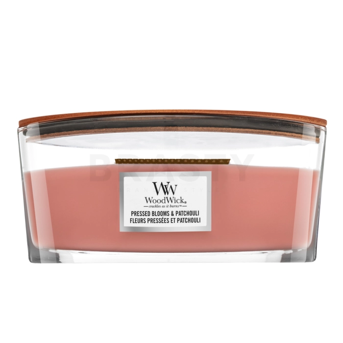 Woodwick Pressed Blooms & Patchouli lumânare parfumată 453,6 g