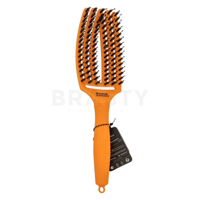 Olivia Garden Fingerbrush Combo Medium Juicy Orange kartáč na vlasy s nylonovými a kančími štětinami