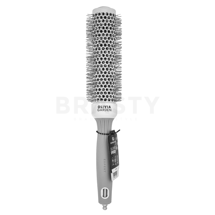 Olivia Garden Expert Blowout Speed Round Brush Wavy Bristles White & Grey 35 mm kartáč na vlasy