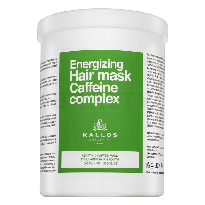 Kallos Energizing Hair Mask Caffeine Complex Keratin & Caffein Mask kräftigende Maske für lichtes Haar 1000 ml