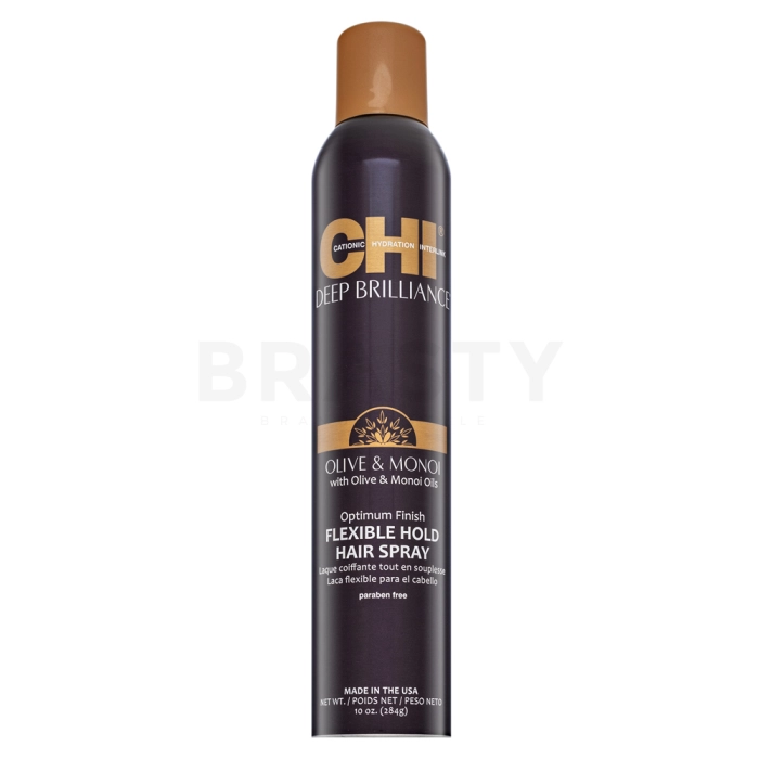 CHI Deep Brilliance Olive & Monoi Flexible Hold Hair Spray vyživující lak na vlasy pro všechny typy vlasů 284 g