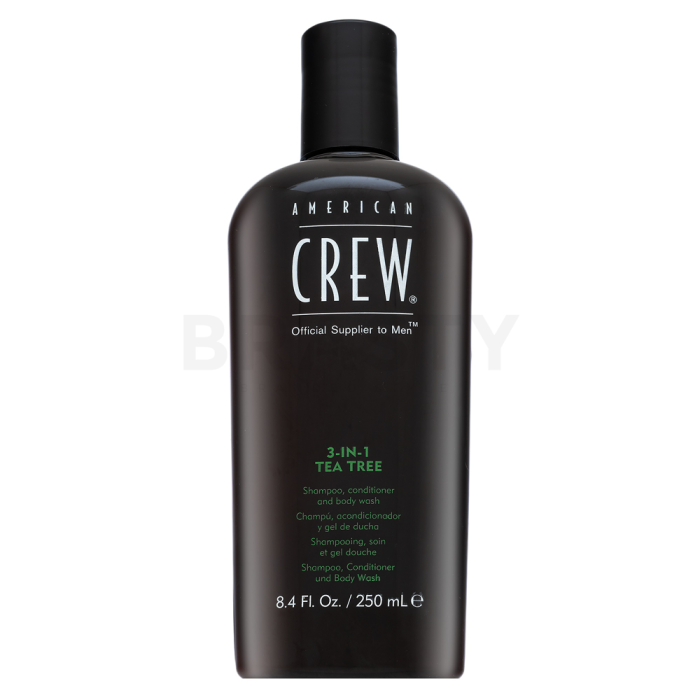 American Crew 3-in-1 Tea Tree šampon, kondicionér a sprchový gel pro každodenní použití 250 ml