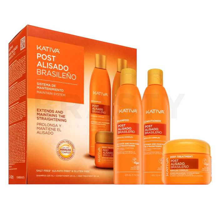 Kativa Post Brazilian Straightening Kit sada po narovnaní vlasov keratínom 2 x 225 ml + 150 ml