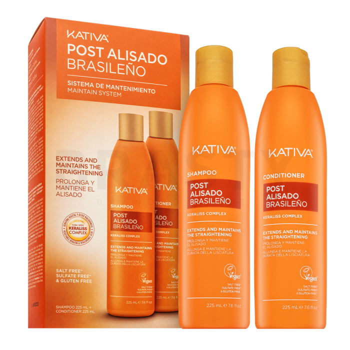 Kativa Post Brazilian Straightening Shampoo + Conditioner комплект след изправяне на косата с кератин 2 x 225 ml