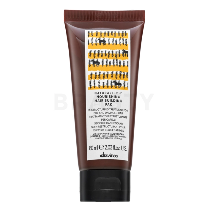 Davines Natural Tech Nourishing Hair Building Pak posilující maska pro suché a poškozené vlasy 60 ml