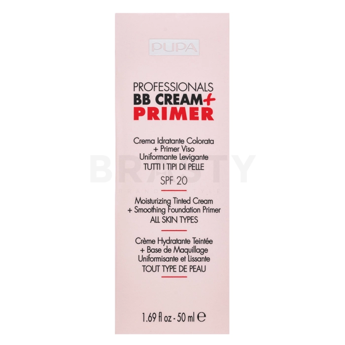 Pupa Professionals BB Cream + Primer SPF 20 002 Sand crema BB para unificar el tono de la piel 50 ml