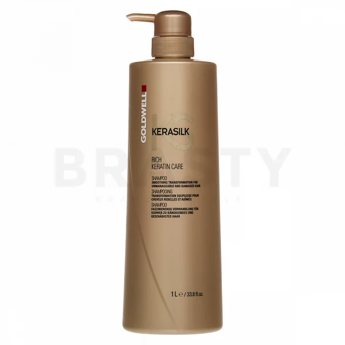 Goldwell Kerasilk Rich Keratin Care Shampoo šampon pro nepoddajné a poškozené vlasy 1000 ml