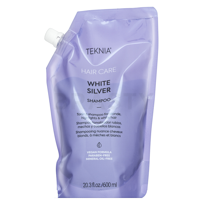 Lakmé Teknia White Silver Shampoo Champú neutralizante Para cabello rubio platino y gris Refill 600 ml