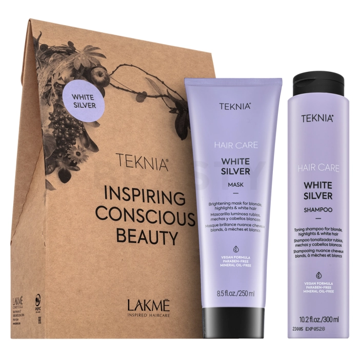 Lakmé Teknia White Silver Pack šampon + maska za platinasto plavu i sijedu kosu 300 ml + 250 ml